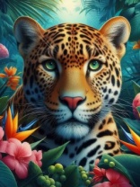 Холст с красками 30х40 см по номерам в коробке (30цв.) Леопард в джунглях (арт. ХК-5220)|РЫ|ХК-5220