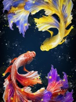 Алмаз мозаика (класс.) 30х40 см, без подр., с полн. заполн.(30цв) Экзотические рыбки (Арт.НД-6364)|РЫ|НД-6364