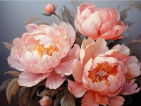 Холст с красками 30х40 см по номерам (в коробке) (30 цв.) Нежно розовые пионы (арт. Х-5194)|РЫ|Х-5194