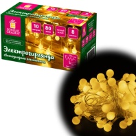 Электрогирлянда-нить комнатная "Шарики" 10 м, 80 LED, теплый белый свет, 220 V, контроллер, ЗОЛОТАЯ СКАЗКА, 591349 Электрогирлянда-нить комнатная "Шарики" 10 м, 80 LED, теплый белый свет, 220 V, контроллер, ЗОЛОТАЯ СКАЗКА, 591349