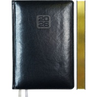 Ежедневник дат. 2026г А5 deVENTE Bravo 336стр.,синий, тв.обл.,кожзам.,золотой срез