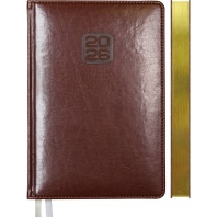 Ежедневник дат. 2026г В6 deVENTE Bravo 336стр.,коричневый ,тв.обл.,кожзам.,ляссе,70г/м2,золот.срез