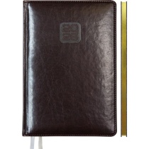 Еженедельник дат. 2026г. А4 64л., тв.обложка, кожзам Bravo бордовый, ляссе, золотой срез