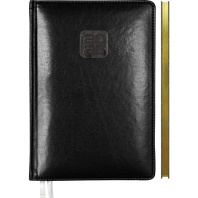 Еженедельник дат. 2026г. А4 64л., тв.обложка, кожзам Bravo черный, ляссе, золотой срез