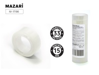 Лента клейкая, канцелярская, прозрачная,  35 мкм, ширина рулона 15мм, намотка 33 м|ДА|M-17186