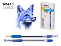 Ручка шариковая GOLD, СИНЯЯ, пулевидный пиш.узел 0.5мм, корпус пластиковый прозрачный, с резиновым грипом, сменный стержень 140мм, картонная упаковка|ДА|M-5739-70