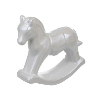 Сувенирная фигурка 12см "Лошадка-качалка" белая керамика