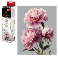 Мозаика алмазная по номерам на холсте (в рулоне) 20*25см "Три пиона"