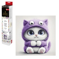 Мозаика алмазная по номерам на холсте (в рулоне) 30*30см "Котенок-монстрик"