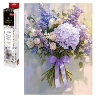 Мозаика алмазная по номерам на холсте (в рулоне) 30*40см "Букет в лиловых тонах"