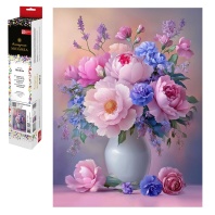 Мозаика алмазная по номерам на холсте (в рулоне) 30*40см "Букет розовых пионов"