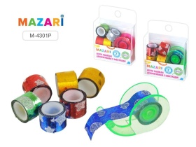 Скотч декоративный с блёстками, 12мм*1 метр - 7 штук + диспенсер