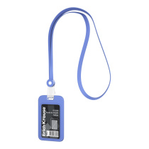 Бейдж вертикальный в комплекте c силиконовой лентой ErichKrause силиконовый, размер вставки 54х85 мм