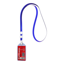 Бейдж вертикальный в комплекте с лентой ErichKrause размер вставки 54х85 мм, прозрачный, цвет ленты