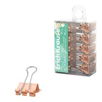 Зажимы для бумаг ErichKrause Pastel Bloom, 19 мм, Peach (в пэт-боксе по 10 шт.)