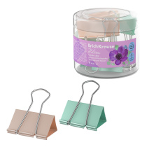 Зажимы для бумаг ErichKrause Pastel Bloom, 32 мм, ассорти (в пластиковой коробке, 9 шт.)