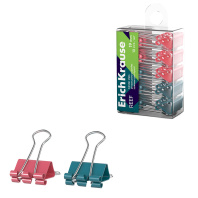 Зажимы для бумаг ErichKrause Reef, 19 мм, ассорти (в пэт-боксе по 10 шт.)