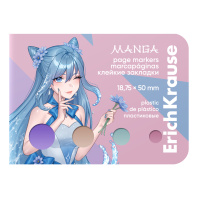 Клейкие закладки пластиковые ErichKrause Manga, 18.75x50 мм, 100 листов, 4 цвета, в картонной книжке