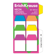 Клейкие закладки пластиковые ErichKrause Neon, 25X38 мм, 60 листов, 6 цветов