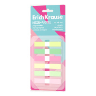 Клейкие закладки пластиковые ErichKrause Neon+Pastel, 45х8 мм, 120 листов, 6 цветов (в диспенсере)