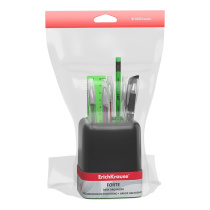 Набор настольный пластиковый ErichKrause Forte, Accent, черный с зеленой вставкой