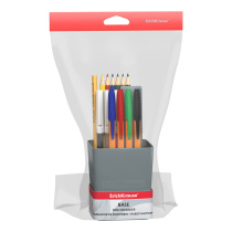 Набор школьный пластиковый ErichKrause Base, Ice Metallic, серебряный