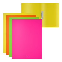 Папка с боковым зажимом пластиковая ErichKrause Matt Neon, A4, ассорти (в пакете по 4 шт.)
