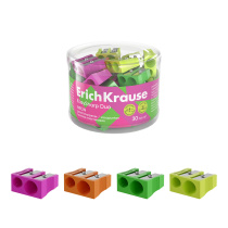 Точилка пластиковая ErichKrause EasySharp Duo, Neon, ассорти (в тубусе по 30 шт)