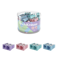Точилка пластиковая ErichKrause EasySharp Duo, Pastel, ассорти (в тубусе по 30 шт)