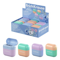 Точилка пластиковая ErichKrause Case Duo, Pastel Bloom, с контейнером, ассорти (в коробке-дисплее по