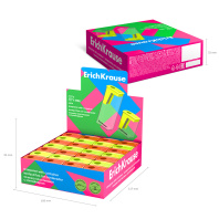 Точилка пластиковая ErichKrause City Mini, Neon, с контейнером, ассорти (в коробке-дисплее по 28 шт)