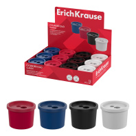 Точилка пластиковая ErichKrause Cylinder Duo, Classic, с контейнером, ассорти (в коробке-дисплее по