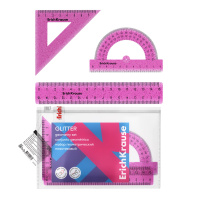 Набор геометрический малый пластиковый ErichKrause Glitter, (линейка, угольник, транспортир), zip-па