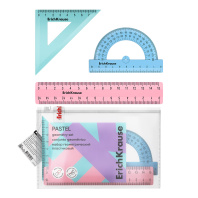 Набор геометрический малый пластиковый ErichKrause Pastel, (линейка, угольник, транспортир), zip-пак