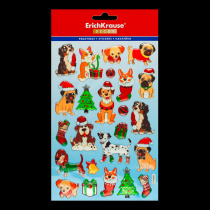 Набор наклеек ErichKrause Decor Новогодние собачки 14х25см