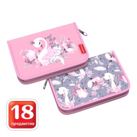 Пенал-книжка с наполнением ErichKrause 135x205x30мм Swan Princess