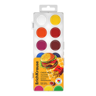 Краски акварельные ErichKrause Cheat Meal 12 цветов (в пластиковой коробке с европодвесом)