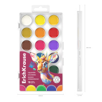 Краски акварельные ErichKrause Safari с УФ защитой яркости 18 цветов (в пластиковой коробке с европо