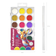 Краски акварельные ErichKrause Safari с УФ защитой яркости 18 цветов (в пластиковой коробке с европо