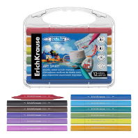 Цветные маркеры акриловые ErichKrause Art Spirit двусторонние 12 цветов (в пластиковом боксе с европ