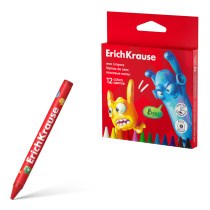 Восковые мелки ErichKrause Jolly Friends круглые, 8 мм, 12 цветов (в коробке с европодвесом 12 шт)