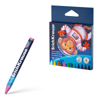 Восковые мелки ErichKrause Kids Space Animals трехгранные, 8 мм, 12 цветов (в коробке с европодвесом