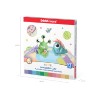 Пластилин классический ErichKrause Cosmic Monsters Pastel 12 цветов со стеком, 108 г (в коробке 12 ш