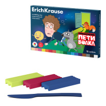 Пластилин классический ErichKrause Приключения Пети и Волка 18 цветов со стеком, 270 г (в коробке 18
