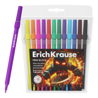 Фломастеры ErichKrause Mine Block, 12 цветов (в футляре с европодвесом 12 шт)