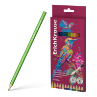 Акварельные карандаши деревянные ErichKrause Safari шестигранные, грифель 3,3 мм, 12 цветов с кисточ