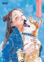 Блокнот А5  40л клеевой кор. "Bubble tea" клетка, мат.лам., жест.подл.