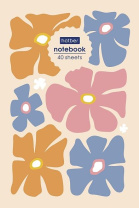 Блокнот А6  40л клеевой кор. "Floral" клетка, глянц.лам.