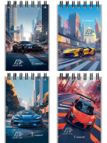 Блокнот А7 40л гребень "Городские спорткары" клетка Блокнот А7 40л гребень "Городские спорткары" клетка