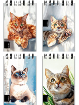 Блокнот А7 40л гребень "Нарисованные котики" клетка Блокнот А7 40л гребень "Нарисованные котики" клетка